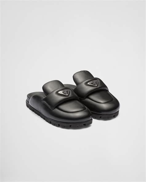 sfoderata prada|Soft padded nappa leather sabots .